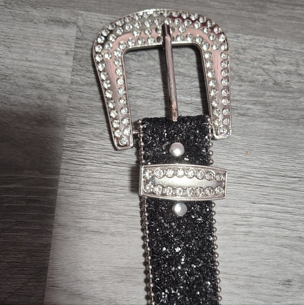 Black Rhinestone Studded Belt - Picture 3 of 3